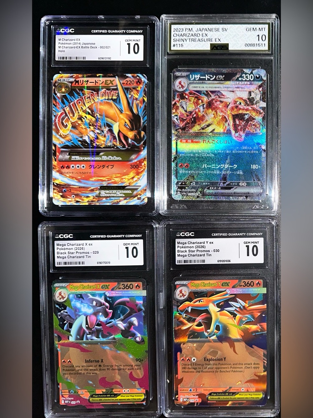 4 charizard lot graded 10 GCG AGS pokemon slabs OBO